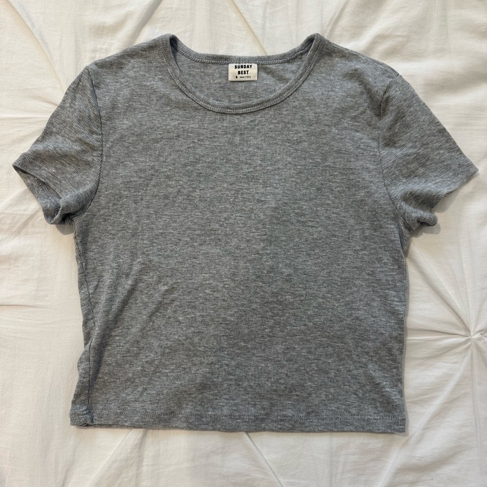 Sunday Best Aritzia Gray Cropped Tee